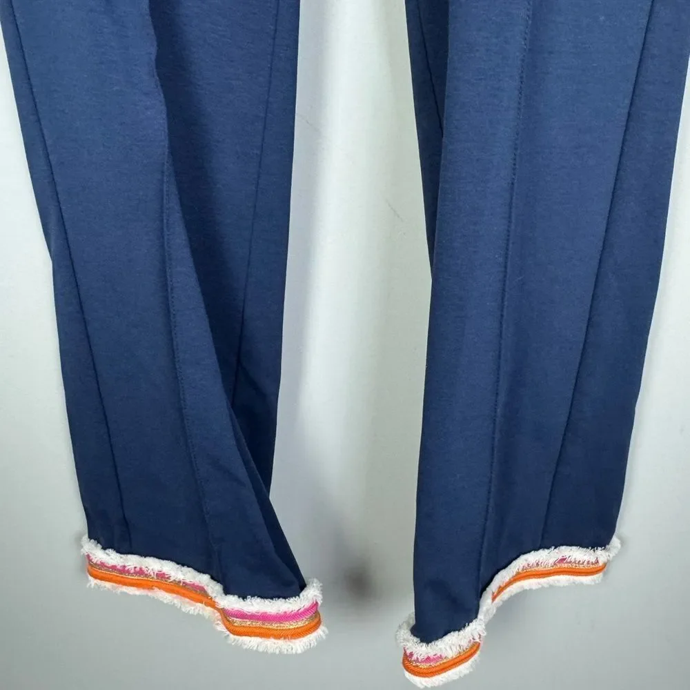VILAGALLO | NEW Navy Blue Carole Flare Leg Pants Stripe Trim Women’s Size 38/4